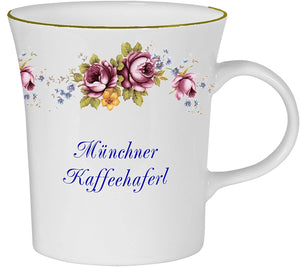 2er Set- Porzellan konisch- Tasse, Kaffeepott, Becher München- Motiv Rosenranke