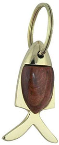 Maritimer Schlüsselanhänger- Messing- Holz- Motiv 2- Fisch