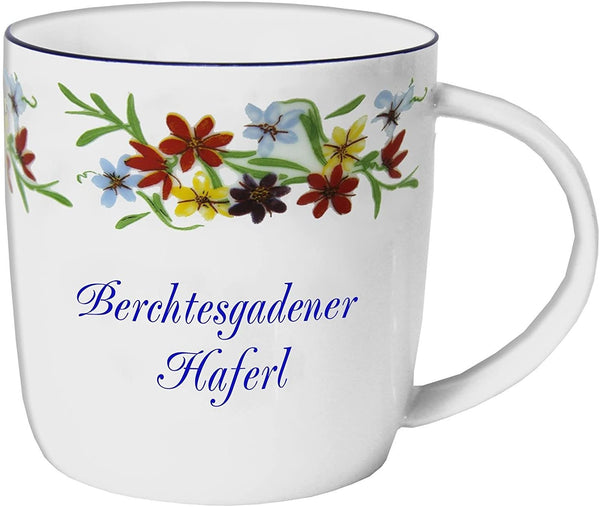 Porzellan - Tasse, Kaffeepott, Becher- Berchtesgaden- Motiv Blumenranke
