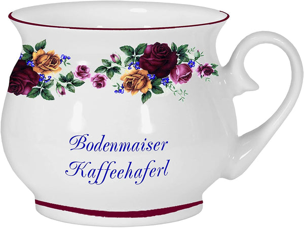 Porzellan - Tasse, Kaffeepott, Kugel Becher- Bodenmais- Motiv Rosenranke