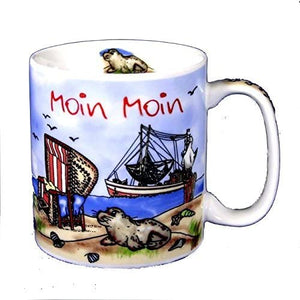 Porzellan- Tasse, Kaffeepott, Becher- Moin Moin maritim- deutsches Produktdesign