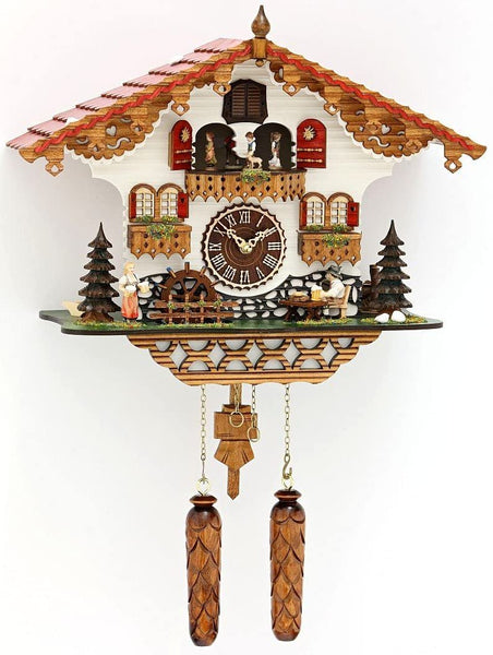 Original Schwarzwald- Kuckucksuhr- mit beweglichen Biertrinker, Mühlenrad, Tänzer und 12 Melodien - Kuckucksruf- Cuckoo Clock- Trenkle Uhr