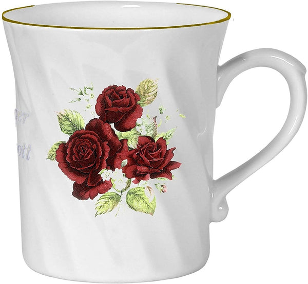 Porzellan gedreht- Tasse, Kaffeepott, Becher - Motiv Rosenstrauß