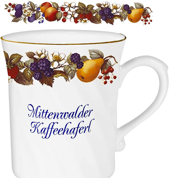 Porzellan- Tasse, Kaffeepott, Becher - Mittenwald- Obstranke - deutsches Produktdesign