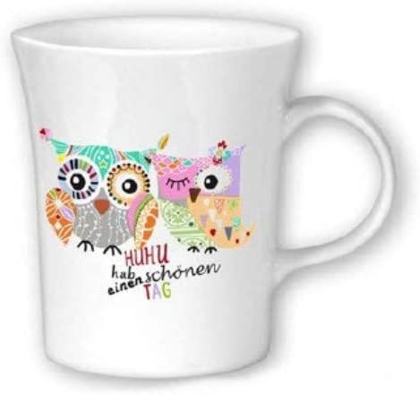 Porzellan- Tasse, Kaffeepott, Becher - Eulen- schöner Tag -deutsches Produktdesign