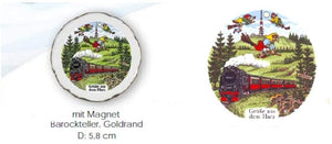 6 Stück- Barockteller mit Magnet aus Porzellan- Schmalspurbahn- Harz
