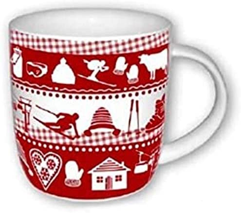 Porzellan- Tasse, Kaffeepott, Becher- Apres ski - rot- deutsches Produktdesign