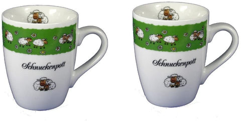 2 Stück- Porzellan- Tasse, Kaffeepott, Becher - Schnuckepott Lüneburg Schafe - maritim -deutsches Produktdesign