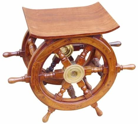 Maritimer Hocker- Beistelltisch der besonderen Art- Holz und Messing