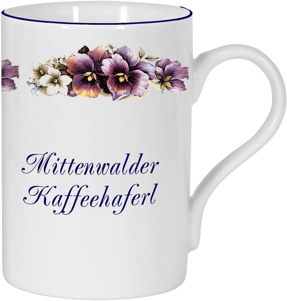 Porzellan - Tasse, Kaffeepott, Becher- Mittenwald- Motiv Stiefmütterchen