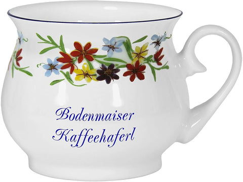 Taza de porcelana, cafetera, taza de bola - zarcillo de flor con motivo de maíz molido 