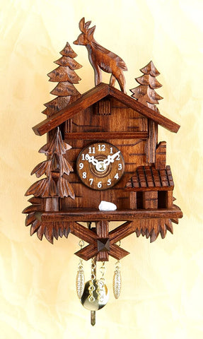 Miniatur- Pendeluhr-Original Schwarzwald-Kuckucksuhr mit Nachtabschaltung, Kuckucksruf - Cuckoo Clocks- Germany Black Forest