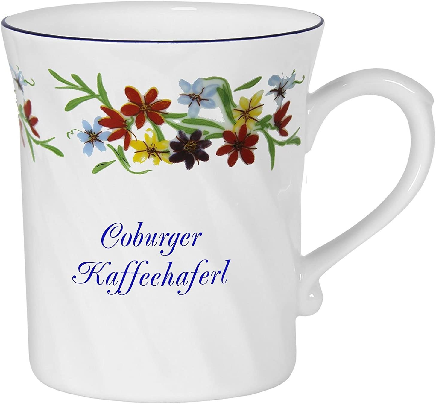Porzellan gedreht- Tasse, Kaffeepott, Becher - Coburg- Blumenranke