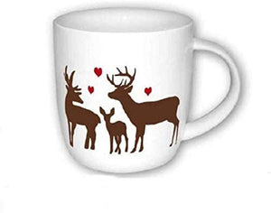 Porzellan- Tasse, Kaffeepott, Becher - Hirsche, Damwild, Deer- Herzen
