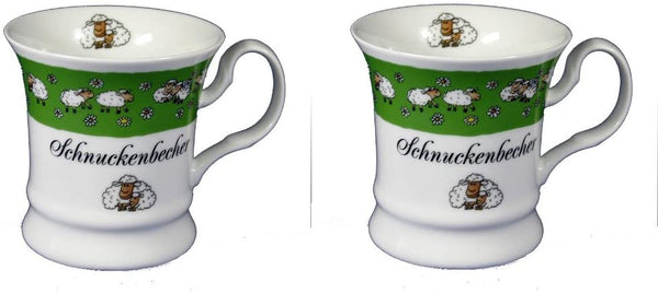 2 Stück- Porzellan- Tasse, Kaffeepott, Becher - Schnuckenbecher Lüneburg - Schafe -deutsches Produktdesign