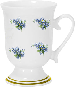 2er Set- Porzellan- Tasse, Kaffeepott, Becher mit Goldrand- Motiv Vergißmeinnicht