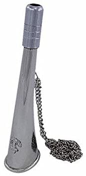 Kleines Nebelhorn Fußballtröte Signalhorn- Messing, vernickelt- Mundstück versilbert- 14 cm