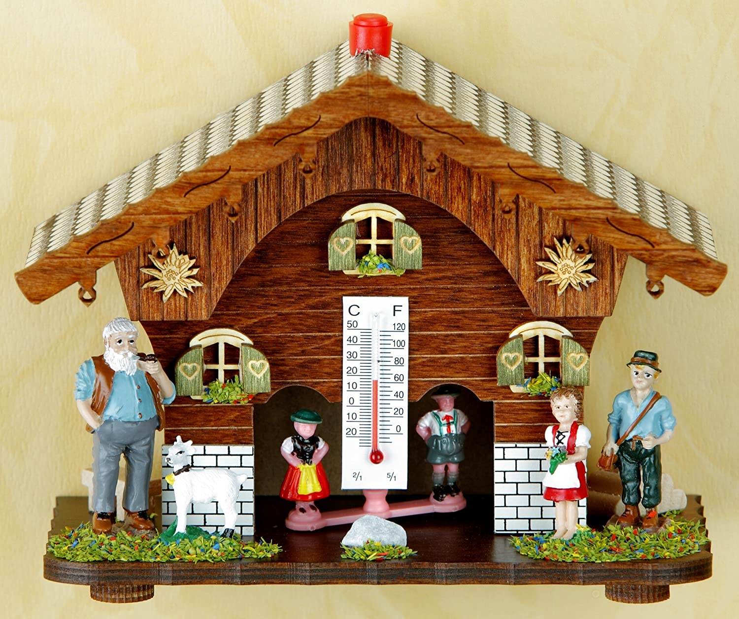 Original Schwarzwald- Wetterhaus 13 cm - ALM-Öhi, Heidi, Peter, Ziege- Germany Black Forest- Weather