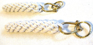 2er Set- Bändsel/Schlüsselanhänger aus Baumwolle geflochten L 19 cm- Schäkel und Ring
