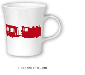 Porzellan- Kaffeepott, Becher, konische Teetasse- Eisenbahn -deutsches Produktdesign