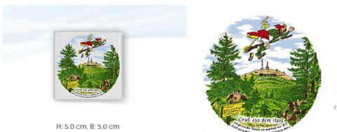 6 Stück- Fliese mit Magnet aus Porzellan- Gruß vom Harz