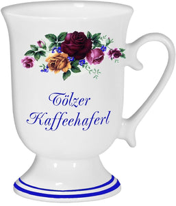 Porzellan - Tasse, Kaffeepott, Kakao Becher- Tölzer Haferl- Motiv Rosenranke