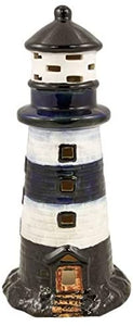 Teelichthalter Leuchtturm aus Keramik 25 cm- blau/weiß