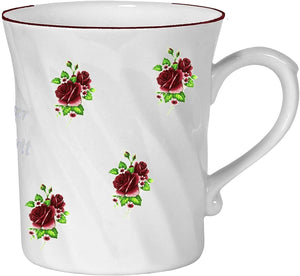 Porzellan gedreht- Tasse, Kaffeepott, Becher - Motiv Rosen gestreut