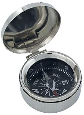 Kleiner Kompass mit Deckel aus Messing, vernickelt - Taschenkompass