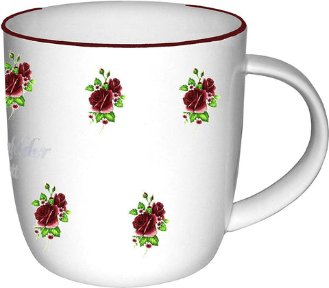 Taza de porcelana, cafetera, taza con motivo de rosas. 