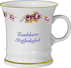 Porzellan - Tasse, Haferl, Kaffeepott, Becher- Landshut- Motiv Rosenranke