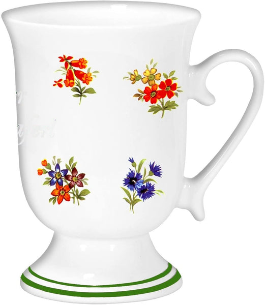 Porzellan - Tasse, Kaffeepott, Kakao Becher mit Farbrand- Motiv Blumen