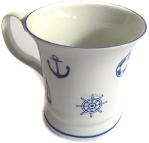 Taza, cafetera y taza de porcelana - motivos marítimos + estampado interior reflujo/inundación 