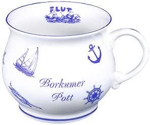 Porzellan- Tasse, Kaffeepott, Kugel-Becher - Borkum- maritim -deutsches Produktdesign