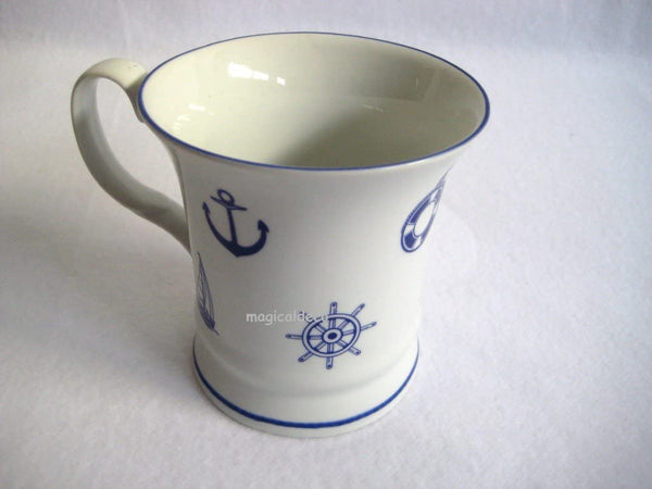 Taza, cafetera y taza de porcelana - motivos marítimos + estampado interior reflujo/inundación 