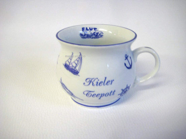 Porzellan- Tasse, Kaffeepott, Kugelbecher- maritim- Kieler Teepott- deutsches Produktdesign
