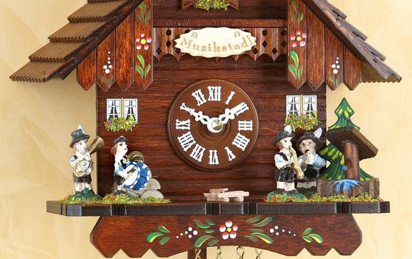 Kuckulino-Kleine Pendeluhr-Original Schwarzwald-Musiker- Kuckucksuhr mit Nachtabschaltung, Kuckucksruf - Cuckoo Clocks- Germany Black Forest