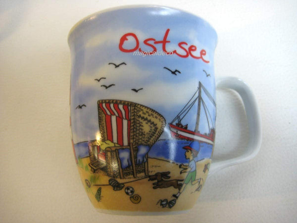 Porzellan- Große Tasse, Kaffeepott, Becher- Ostsee maritim- deutsches Produktdesign