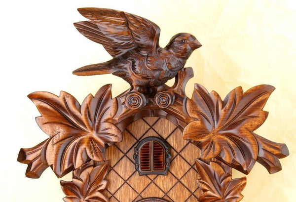 Original Schwarzwald- Kuckucksuhr- Vögel Blätter/Birds Foliage- Cuckoo Clock- Handmade Germany Black Forest