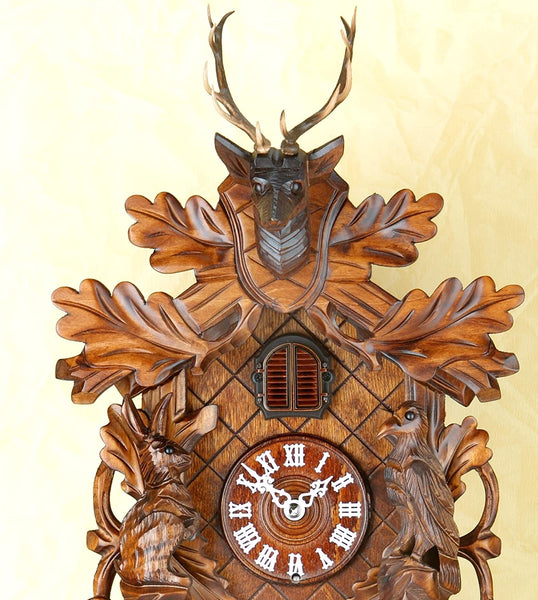Original Schwarzwald- Kuckucksuhr- Hirschkopf, Waldtiere, Jagd- Cuckoo Clock- Black Forest- Handmade Germany