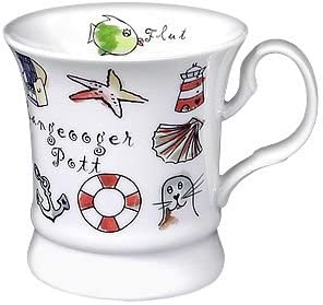2 Stück- Porzellan- Tasse, Kaffeehaferl, Becher - Langeooger Pott - maritim -deutsches Produktdesign