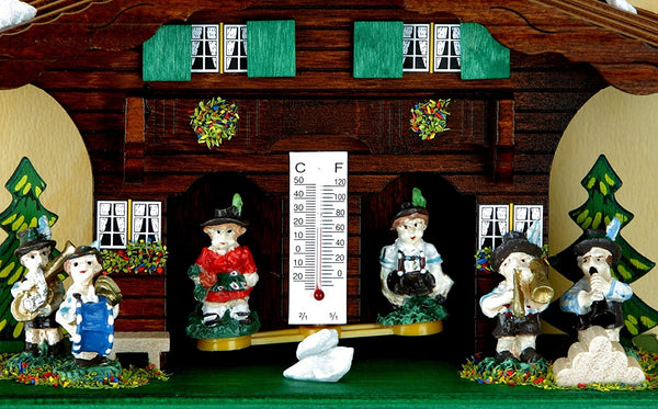 Original Schwarzwald- Wetterhaus 13 cm - Musizierende Figuren- Germany Black Forest- Weather Houses