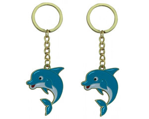 2X Delfin- Schlüsselanhänger/Ring - maritim- Zink emailliert