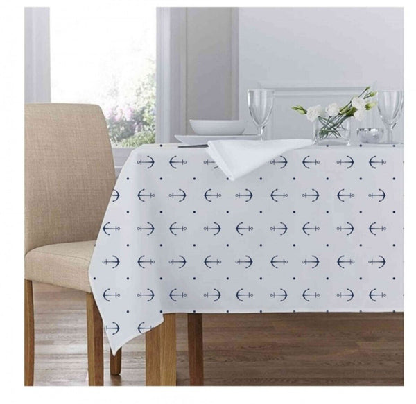 1x Tischdecke aus Baumwolle- Anker- 120x 200 cm