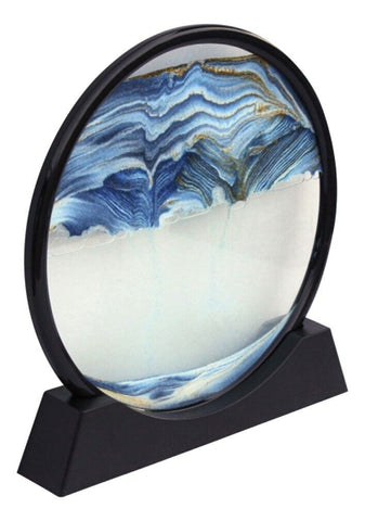 27 cm- Rundes, maritimes Bild mit Sand und Wasser aus Glas/Kunststoff