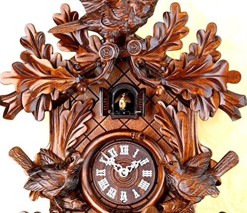 Original Schwarzwald- Kuckucksuhr- Vögel Jagdhorn/Birds- Animals and Hunting- Cuckoo Clock- Handmade Germany Black Forest/Birds