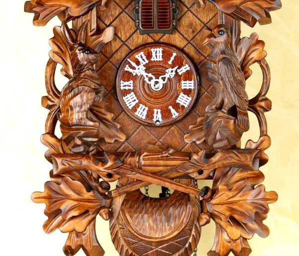 Original Schwarzwald- Kuckucksuhr- Hirschkopf, Waldtiere, Jagd- Cuckoo Clock- Black Forest- Handmade Germany