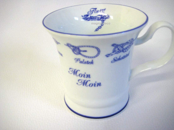 Maritim Porzellan- Tasse, Kaffeepott, Becher- Moin- Innen Ebbe- Flut- Knotenranke