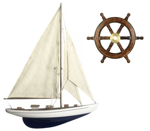 Rumpf Halbmodell und Steuerrad 45 cm- Schiffsmodell Segelyacht