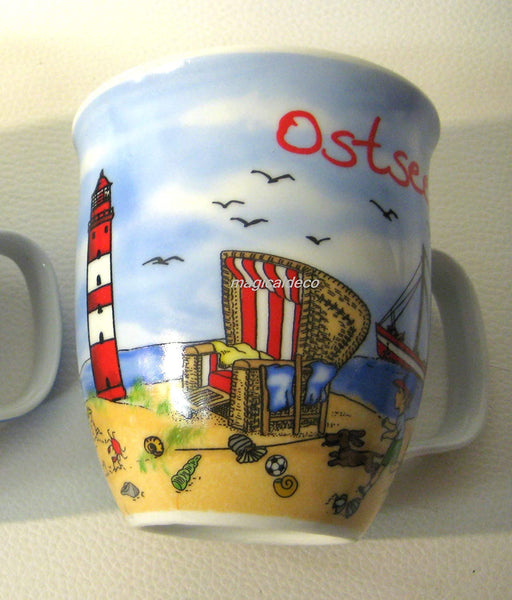 Porzellan- Große Tasse, Kaffeepott, Becher- Ostsee maritim- deutsches Produktdesign